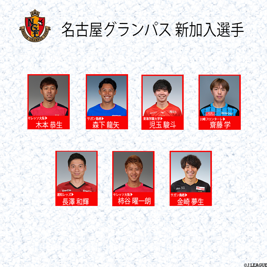 jリーグ 日本プロサッカーリーグ 21明治安田生命j1リーグ移籍情報 1 19時点 今シーズンの 各クラブ新戦力選手をまとめて紹介 名古屋グランパス の新加入選手です Nge Official jリーグ 移籍情報一覧はこちらから jリーグ 日本プロサッカーリーグ 21明治安田生命j1リーグ移籍情報 1 19時点 今シーズンの 各クラブ新戦力選手をまとめて紹介 名古屋グランパス の新加入選手です Nge Official jリーグ 移籍情報一覧はこちらから