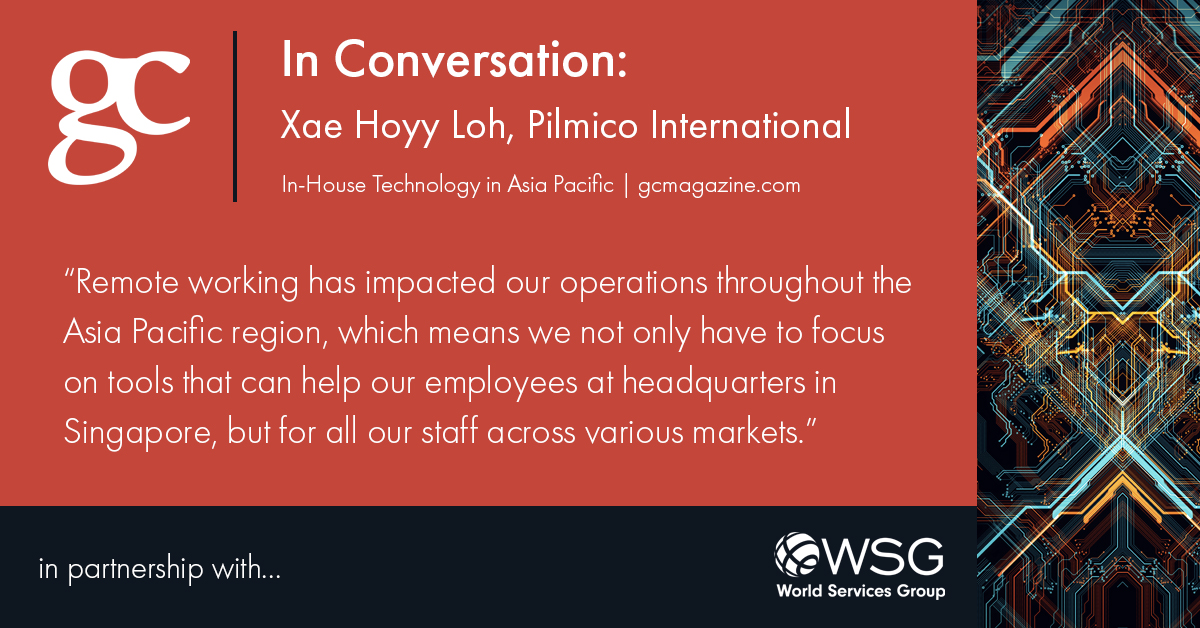 The challenge of managing a legal function remotely has forced general counsel across Asia to thing creatively. Xae Hoyy Loh, GC and compliance officer of agribusiness giant 
<a href="/PILMICOofficial/">PILMICO (official)</a> international shares his insights. More here: gcm.ag/tcv <a href="/WorldServsGroup/">World Services Group</a>