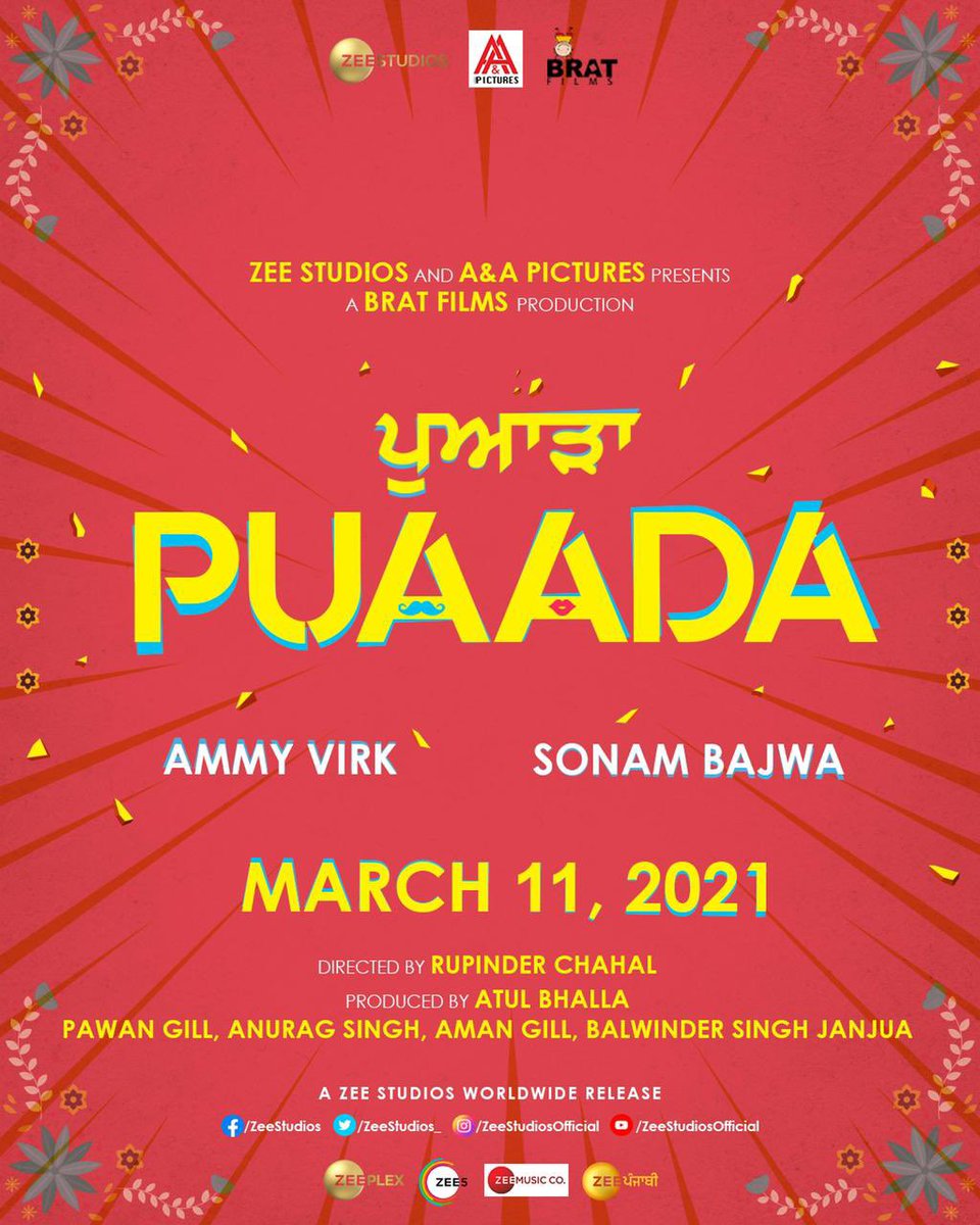 GurpreetKChadha's tweet photo. All the best team #Puaada You have always given hits #Atulbhalla @AmmyVirk #Sonambajwa this will again be a Hit. Good luck 🤞 https://t.co/VNe6Y3WOkt