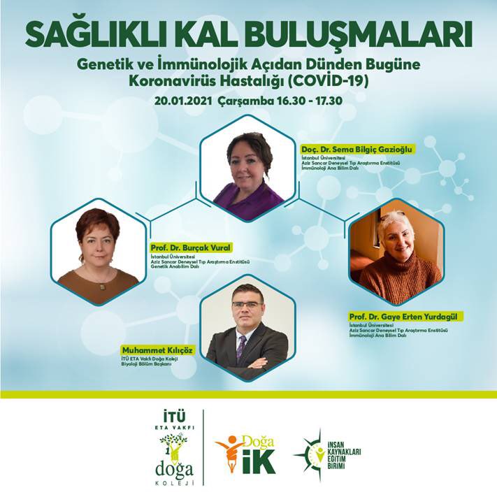 IlkokuluAvc's tweet photo. Değerli İTÜ ETA Vakfı Doğa Koleji Ailesi,
Sağlıklı Kal Buluşmaları kapsamında 20 Ocak tarihi saat 16.30’da gerçekleşecek “Genetik ve İmmünolojik Açıdan Dünden Bugüne Koronavirüs Hastalığı” başlıklı eğitimimize davetlisiniz.
@AliRizaLule @nazli10er @cihan11082016 @balta1980 https://t.co/WW89DyRe6t
