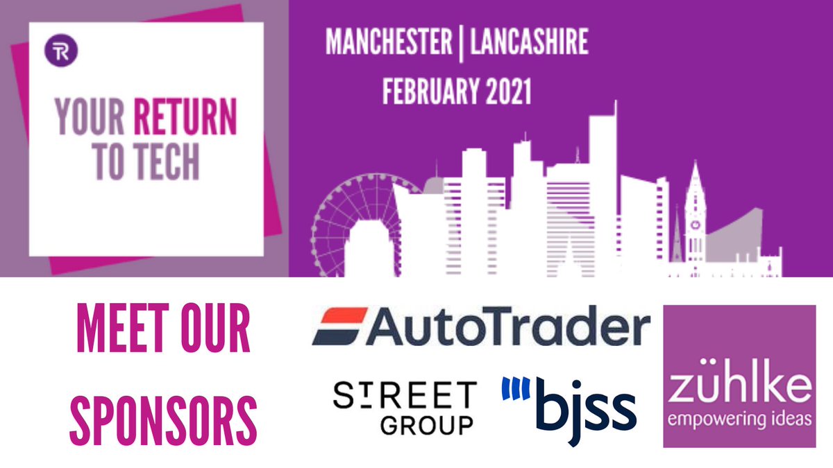 techreturners's tweet photo. Thank you π to our amazing sponsors of our next #yourreturntotech programme in #Manchester and #Lancashire starting 1 Feb and for recognising the true value #returners add to #softwaredevelopment teams.
Interested? >> https://t.co/tQlA9P3fOI https://t.co/d0IpVrwAMQ