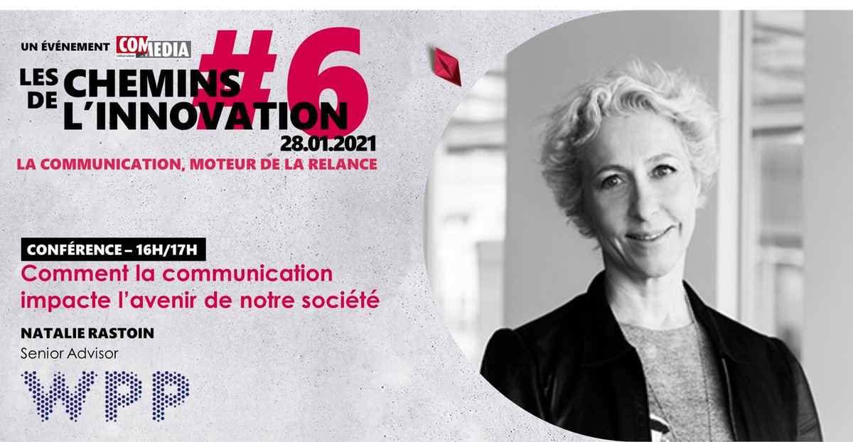 Chemins de l’innovation #6, une journée 100% en ligne 28-01

Conférence "Comment la communication impacte l'avenir de notre société" (16h00-17h00) avec <a href="/NatalieRastoin/">Natalie Rastoin</a> <a href="/WPP/">WPP</a> .

Pour prendre connaissance du programme et participer, c’est ici : lnkd.in/d5pMEDM