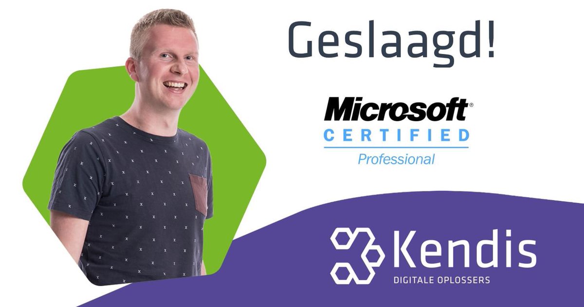 Om onze kwaliteit en kennis uit te breiden en te borgen volgen onze collega's regelmatig trainingen.

Bart heeft zijn Microsoft 70-741 certificering binnen. Gefeliciteerd Bart!
