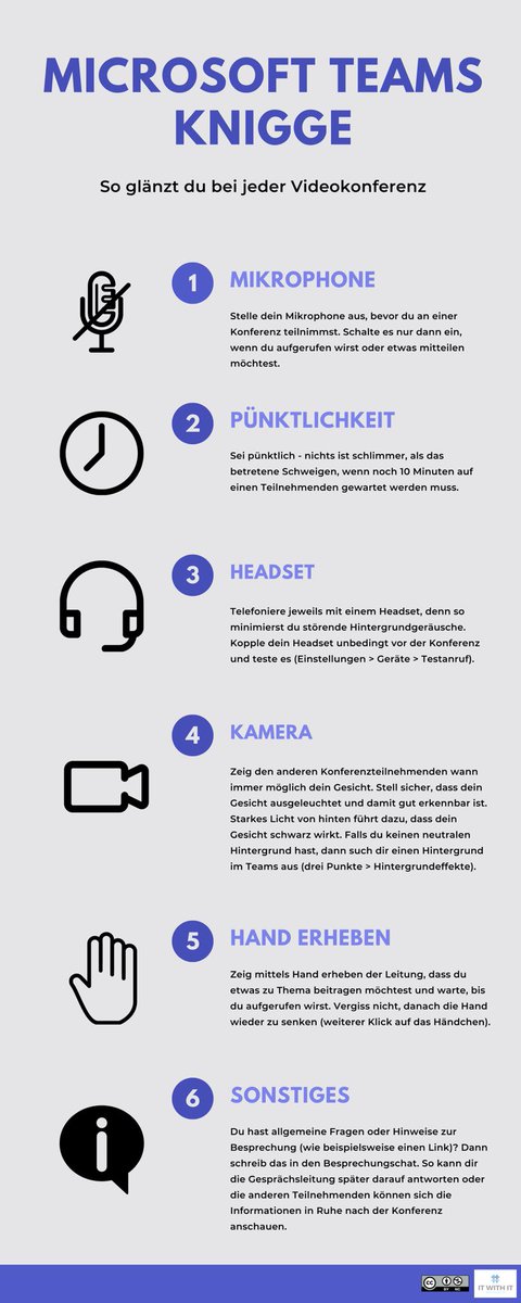 Du suchst schon lange eine gute Übersicht zu Verhaltensregeln im Microsoft Teams im Allgemeinen oder während Videokonferenzen? Hier geht es zu unserem Microsoft Teams Knigge 👉🏼 itwithit.ch/blog/paedagogi…

#knigge #microsoftteams #microsoftedu #startup #itwithit #MIEExpert