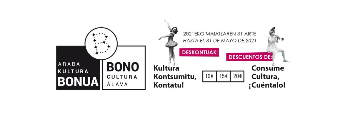Contribuye a la recuperación económica de profesionales, y empresas del sector de la #cultura de #Álava gracias a los #bonocultura de <a href="/Araba/">Arabako Foru Aldundia | Diputación Foral de Álava</a> 

Consume Cultura, ¡Cuéntalo!

👉web.araba.eus/es/bonocultura
🗓️Hasta el 31 de mayo

#kulturabonua #Araba <a href="/kulturaraba/">kulturaraba</a>