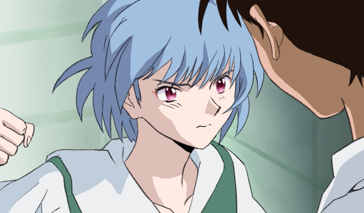 ayanami rei ,ikari shinji 1girl 1boy blue hair school uniform short hair tokyo-3 middle school uniform anime coloring  illustration images