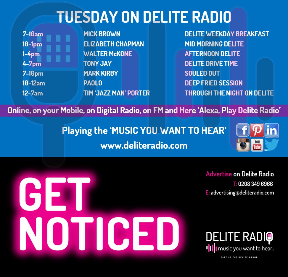 Check out the <a href="/DeliteRadio/">Delite Radio - Music You Want To Hear</a> #schedule for today.

Playing the #music you want to hear on #DAB  on #FM in #Cyprus, on #alexa and #tunein

Click to #listenlive  deliteradio.com