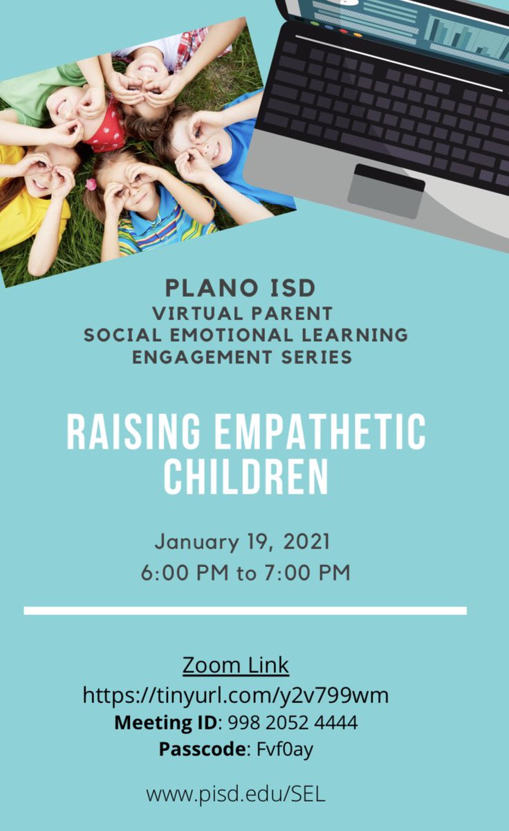 Please joins us this evening for our SEL parent engagement session on “Raising Empathetic Children.” @sbradleyonfire