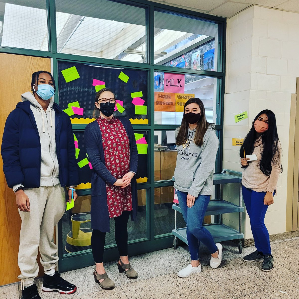 librarydphs's tweet photo. MLK had a dream... I asked DPHS students what their dreams were. Swing by the library to see some responses https://t.co/hy36rOQGDW