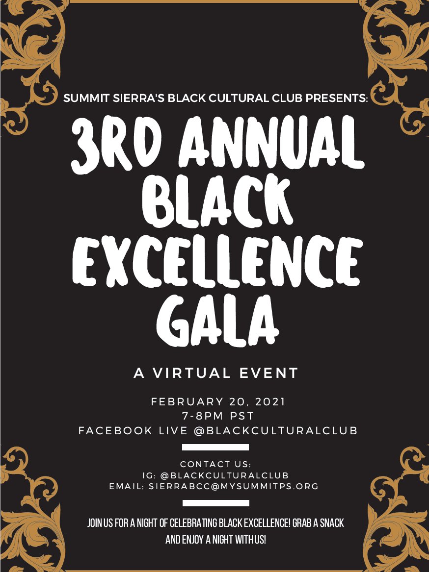 WA_Charters's tweet photo. Mark your calendars! On February 20, 2021, @SummitWA Sierra is virtually hosting their third annual Black Excellence Gala.

#thisissummit #WaCharters #waedu #education #charterschools https://t.co/xnOWCFe2sc