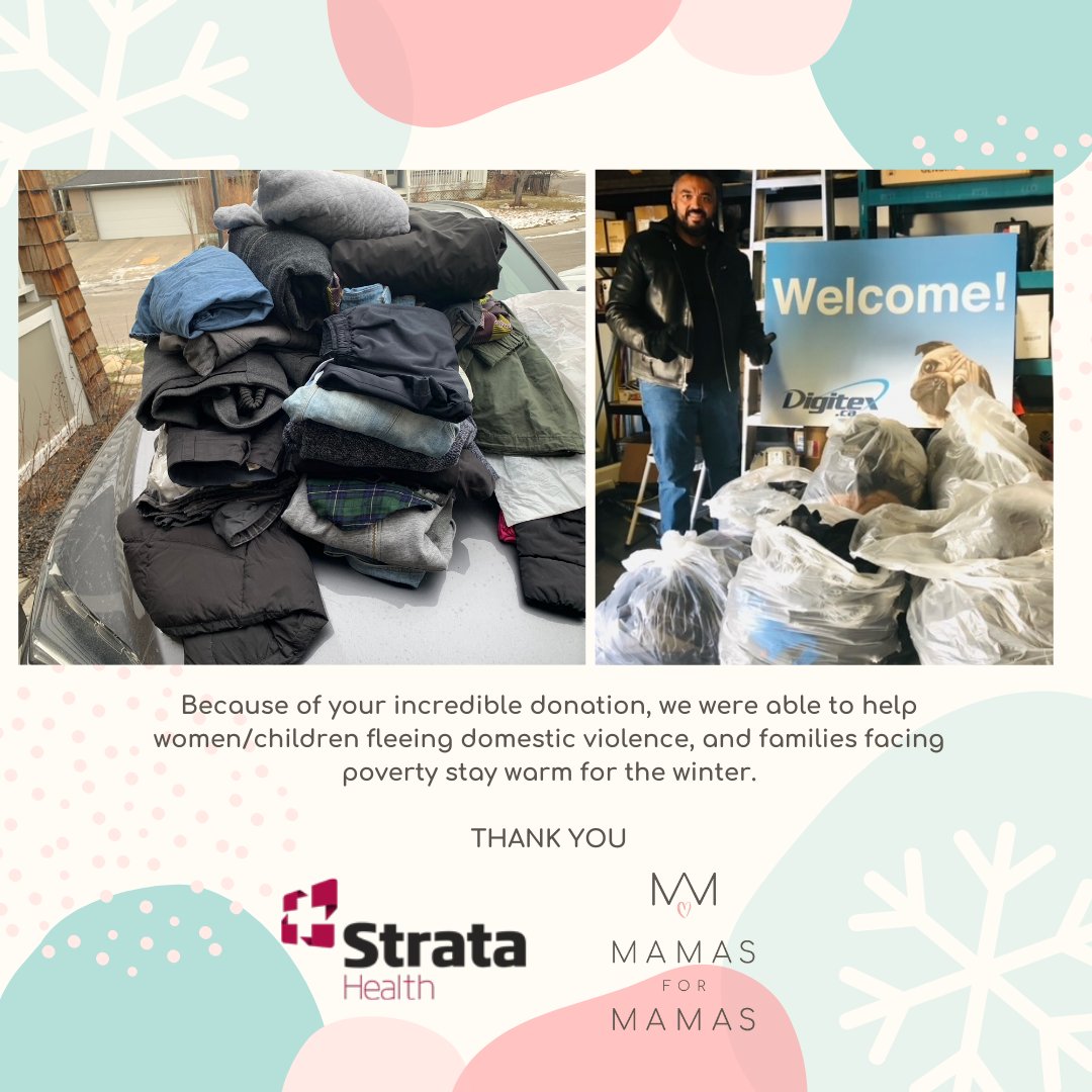 Last December, Strata Health partnered w/ Digitex Canada to supply 200 jackets to the Kelowna Chapter of <a href="/MamasForMamas/">Mamas for Mamas</a>, a specialized poverty relief agency that supports mothers and caregivers in crisis. To find out how you can help a Mama in need, visit ow.ly/161W50D8TQD.