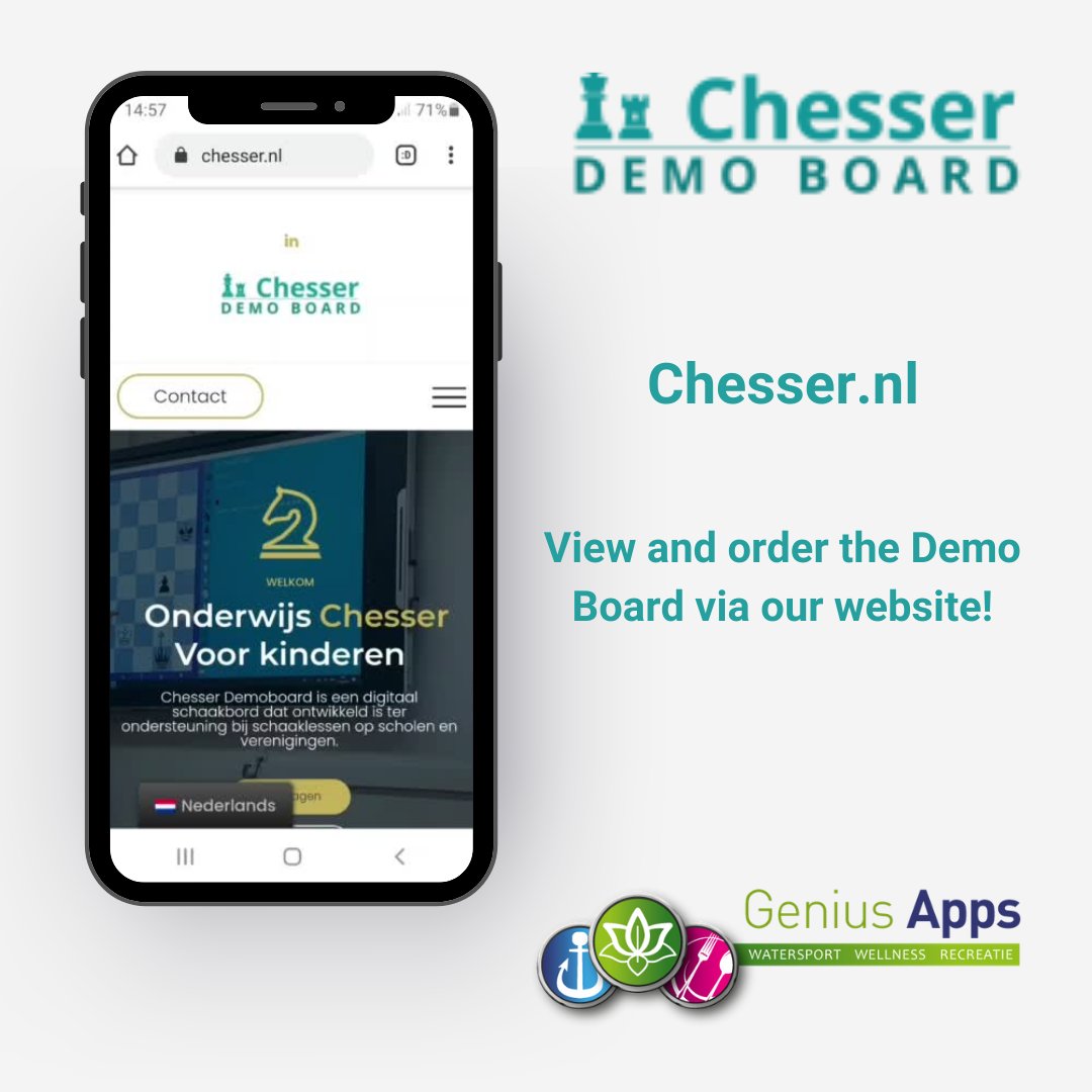 ChesserDemo's tweet image. Chesser Demoboard is the solution for teaching #chess in schools. Also very useful for online teaching. All positions and moves are possible. chesser.nl