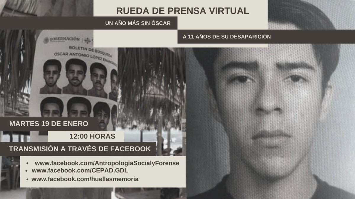 article19mxca's tweet photo. A 11 años de la desaparición de Oscar Antonio López Enamorado, su madre Ana Enamorado, dará una rueda de prensa para exigir justicia y actualizar el proceso de búsqueda de su hijo. 

Escúchala hoy:

⏰ 12:00 h
🔴 A través del Fb de @CEPAD_AC https://t.co/eJe09wiVQc