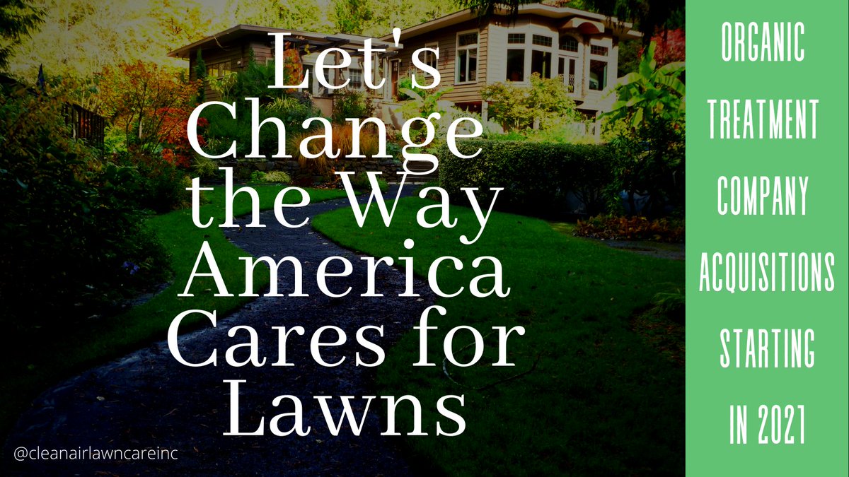 cleanairlawninc's tweet photo. Looking to sell your organic lawn treatment company this year? We’re interested! We’ll ensure that your community continues to receive professional and effective organic lawn care. #aquisitions #sustainablebusiness #organiclawncare  #organicfertilizer #SoilHealth #petfriendly https://t.co/tXL8wMyaeH