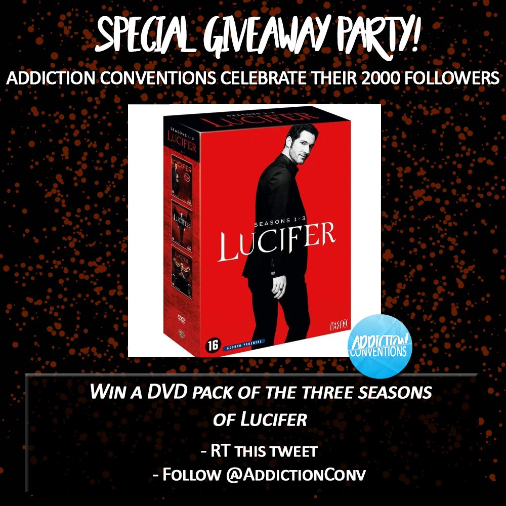 AddictionConv's tweet image. 08 #CONCOURS #GIVEAWAY // Gagne un coffret DVD des trois premières saisons de #Lucifer ! 
- RT ce tweet 
- Follow @AddictionConv