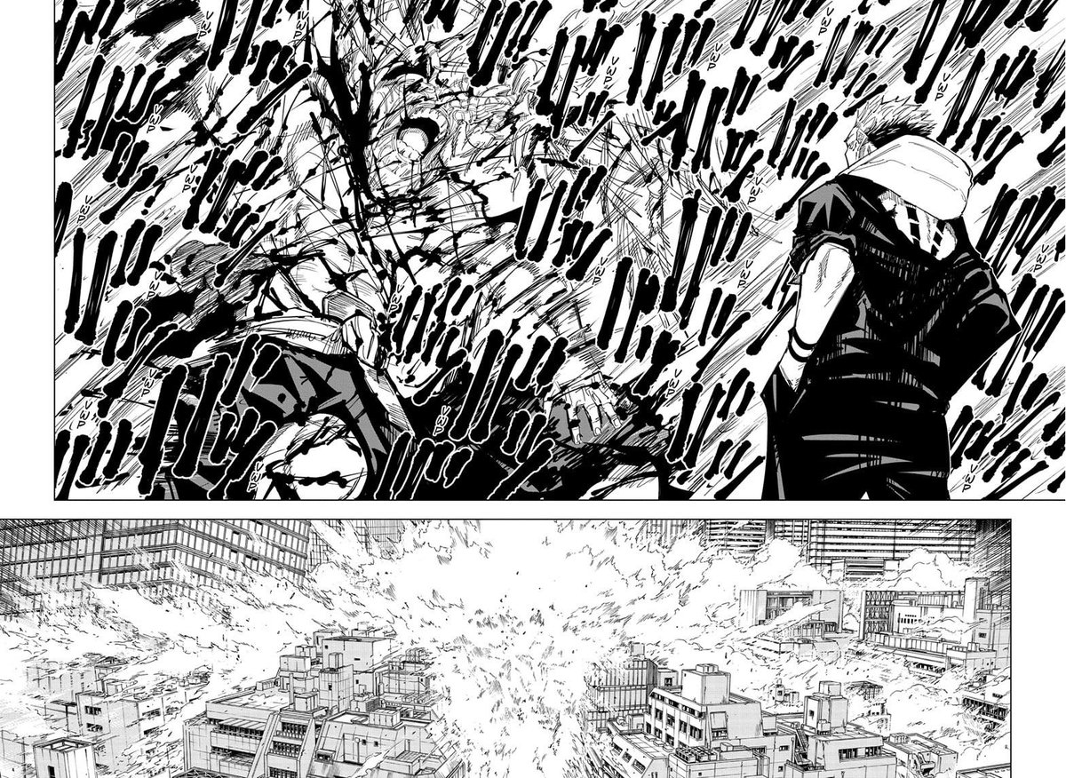 As you see it took Sukuna to turn 140M of Shibuya to dust and then hit him with a mini Nuke right after.