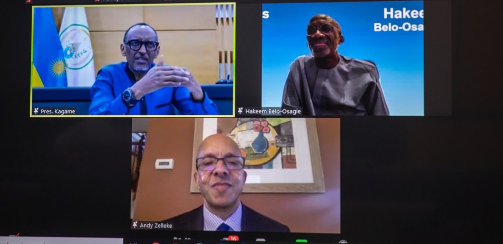UrugwiroVillage's tweet photo. President Kagame is now speaking on leadership at the virtually held Africa Rising Seminar with students, faculty and members of the community of @HarvardHBS https://t.co/oo2nnZcaAa