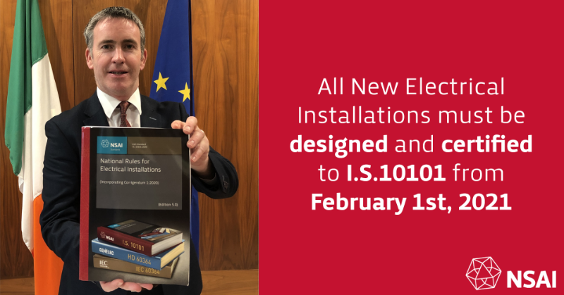 NSAI_Standards's tweet photo. Electricians, listen up! 

If you're working on new installations, your work must be designed and certified to the new National Wiring Rules standard from February 1st 2021.

Don’t get your wires crossed… #WiringRules #IS10101 @Damien_English @DeptEnterprise @UtilityregCRU