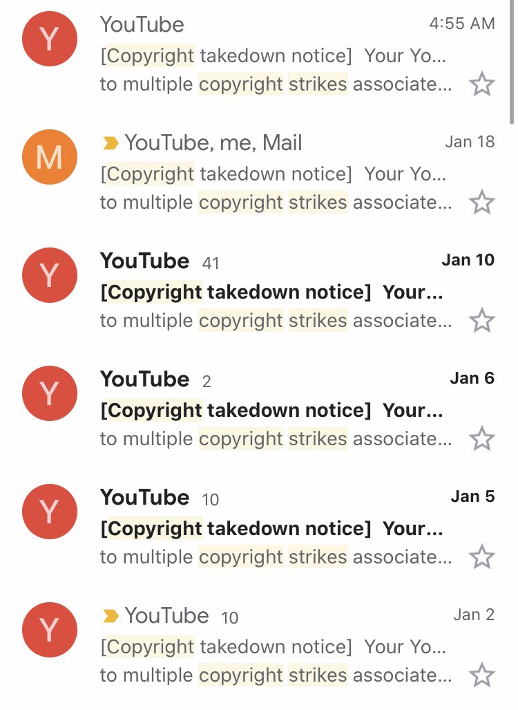 L_PocketWatch's tweet photo. @TeamYouTube I had a youtube account terminated for copyright back in october yet i still recieve the notification emails on a regular basis, is this a glitch of some kind in the email system? https://t.co/mTFdji9Zcf
