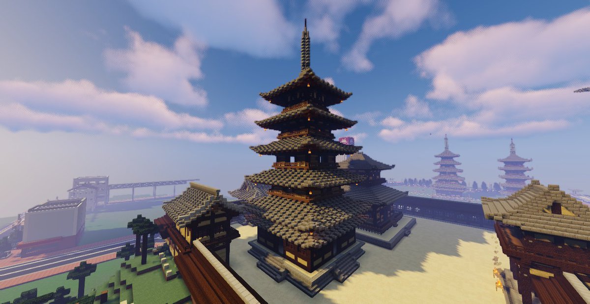 トウ 新しい寺を作りたいので 五重塔も改修されました 完全に別の塔になったけど笑 マインクラフト マイクラ Minecraft バニラ建築学部 Minecraft建築コミュ 和風建築
