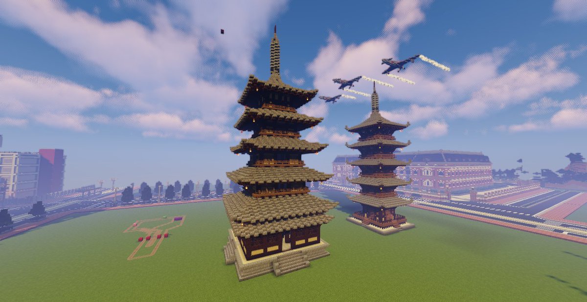 トウ Twitterren 新しい寺を作りたいので 五重塔も改修されました 完全に別の塔になったけど笑 マインクラフト マイクラ Minecraft バニラ建築学部 Minecraft建築コミュ 和風建築