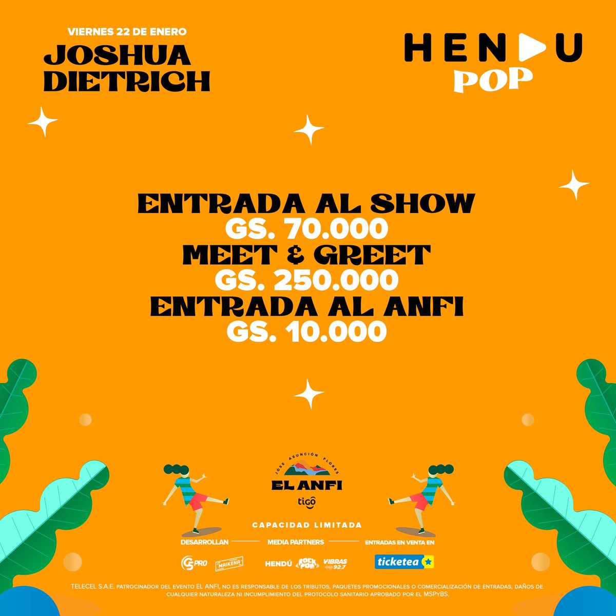 ¡Últimas entradas disponibles para ver a JOSHUA este viernes en El Anfi! 😱😍😏 

🏃🏻‍♂️🏃🏽‍♀️ Corré a un punto de <a href="/TicketeaPy/">Ticketea Paraguay</a> ¡YA! 

😷 ——— 😷 El día del show no te olvides tu tapaboca y de mantener distancia 🙌🏼