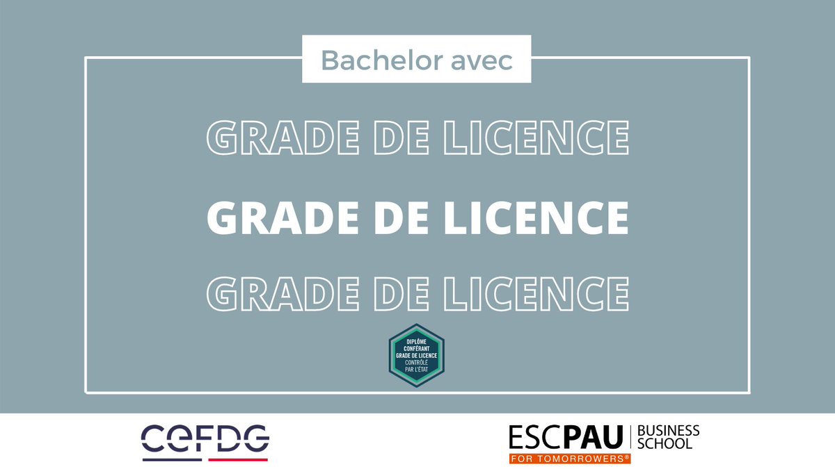 #ESCPauCorporate C'est officiel ! La CEFDG confère le Grade de Licence au Bachelor de l'#ESCPauBS. Accréditation qui démontre l'excellence de nos formations, du niveau académique de nos enseignants-chercheurs et de l'accompagnement de nos étudiants. #businessschool #accreditation