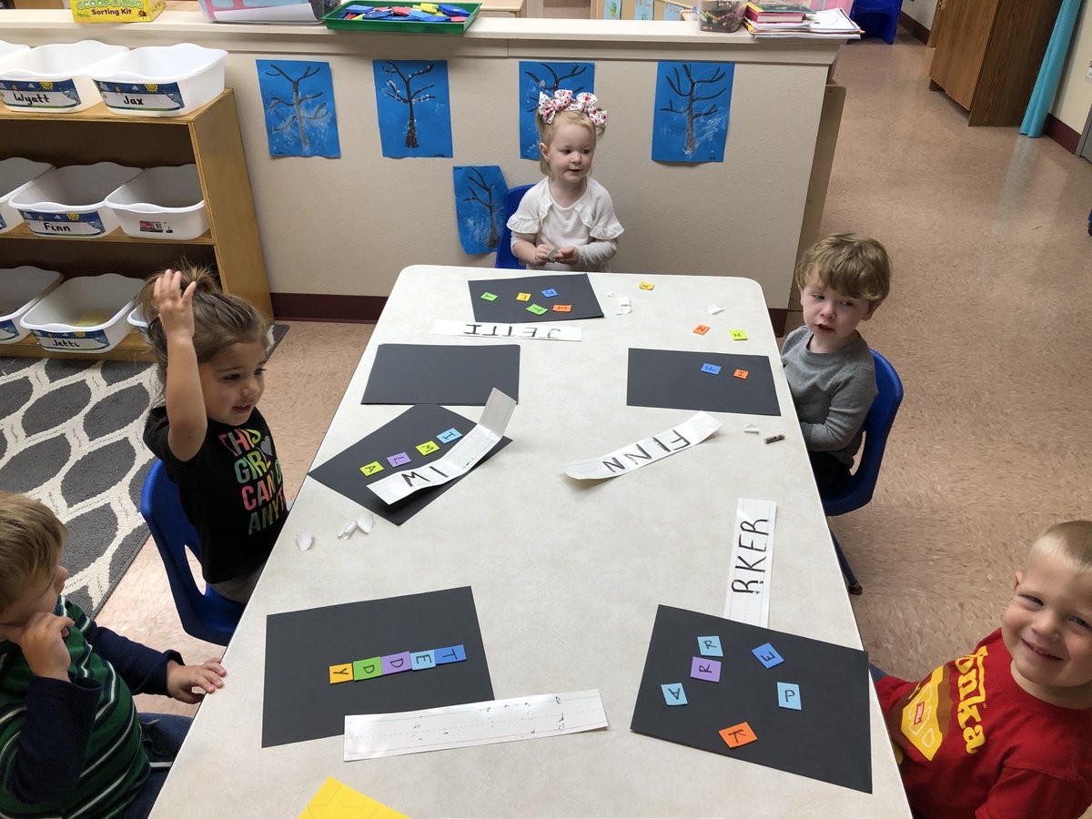 CubHouseLISD's tweet photo. Our 2 year old class having fun learning to spell their name this morning! https://t.co/ZuxVx2ok64