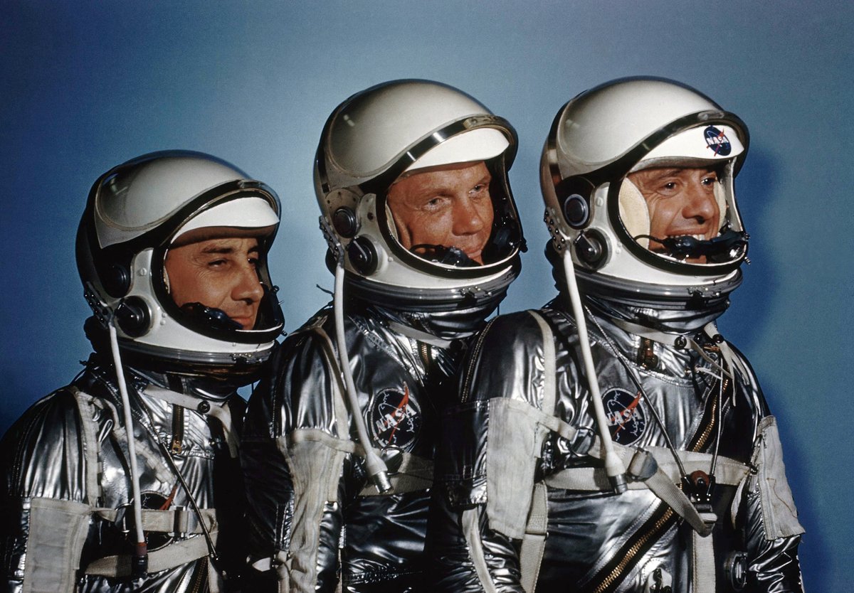 He knew he’d been rubbing his peers the wrong way, chastising their extramarital indiscretions and bad behavior. And sure enough, he lost the peer vote. Al Shepard (right) would make the first flight with both John (centre) and Gus Grissom (left) serving as his backups.