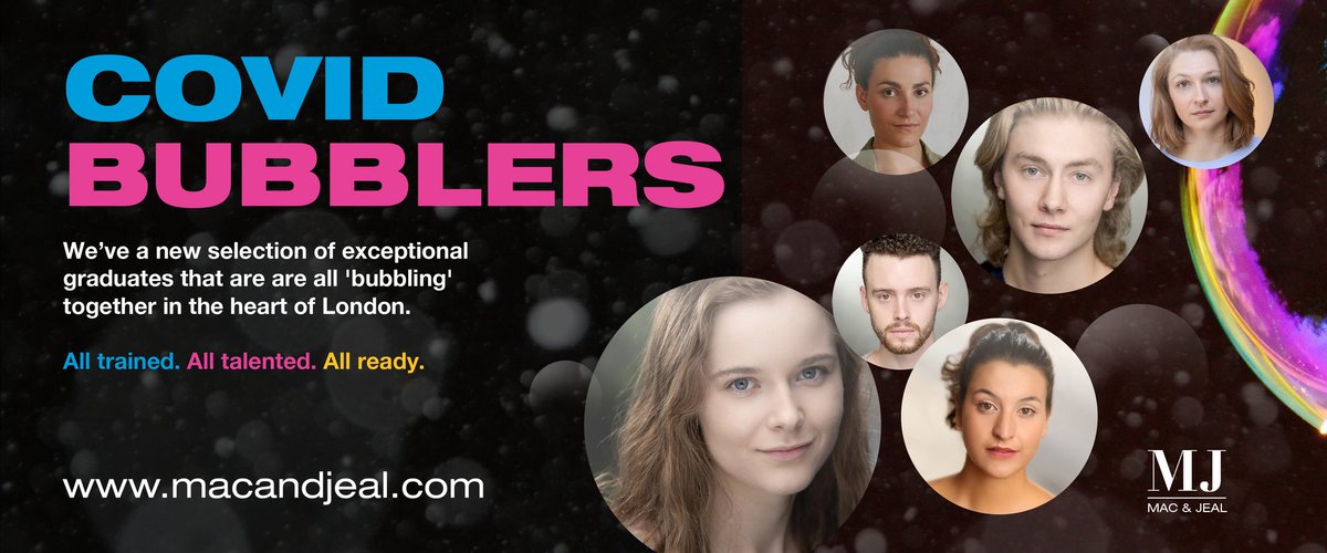 macandjeal's tweet photo. ✨BUBBLES✨
We have a variety of isolating London bubbles on our books. The first bunch of beauties, is this talented bunch of international new graduates...

#actorslife #agents #covidbubble #casting https://t.co/UPObYkkHnP