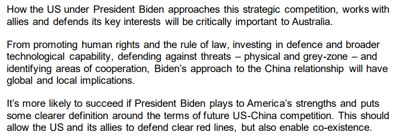 Now, China. Gets interesting here. Albanese basically says the US needs to pick its battles with Beijing. He would like to see some "clearer definition" around the terms of future competition. Albanese also says the US is more likely to succeed if it plays to its strengths 9/