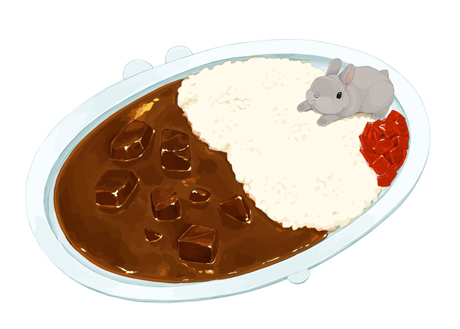 rice curry no humans food rabbit food focus white background  illustration images