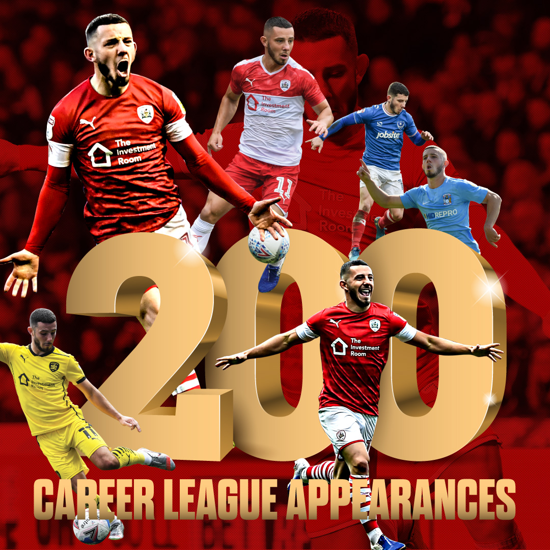 BarnsleyFC's tweet photo. 1⃣0⃣5⃣ - @Pompey 
3⃣1⃣ - @Coventry_City 
6⃣4⃣ - The Reds 
_____________________

@ConorChaplin10 =2⃣0⃣0⃣ 

Congratulations on the milestone, Chaps! 👏 https://t.co/eQK3EAuW0Q