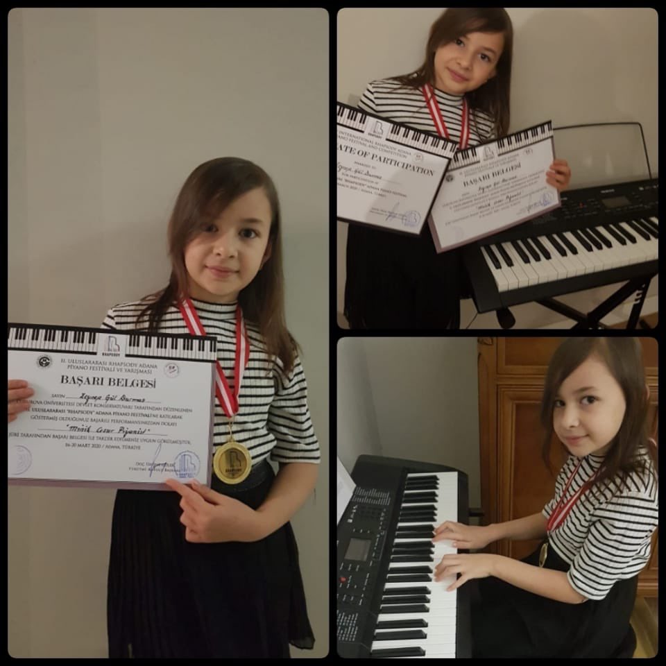 Okulumuz öğrencilerinden Zeynep Gül DURMAZ, “II.ULUSLARARASI RHAPSODY ADANA PİYANO FESTİVALİ ve YARIŞMASI” nda,okulumuzu en iyi şekilde temsil ederek,”MİNİK CESUR PİYANİST” ödülü alarak bizleri gururlandırdı... <a href="/LaleMuti/">Lale Muti</a> <a href="/AserdarS/">A. Serdar Şeker</a> <a href="/KalyunSimay/">simay kalyun</a>