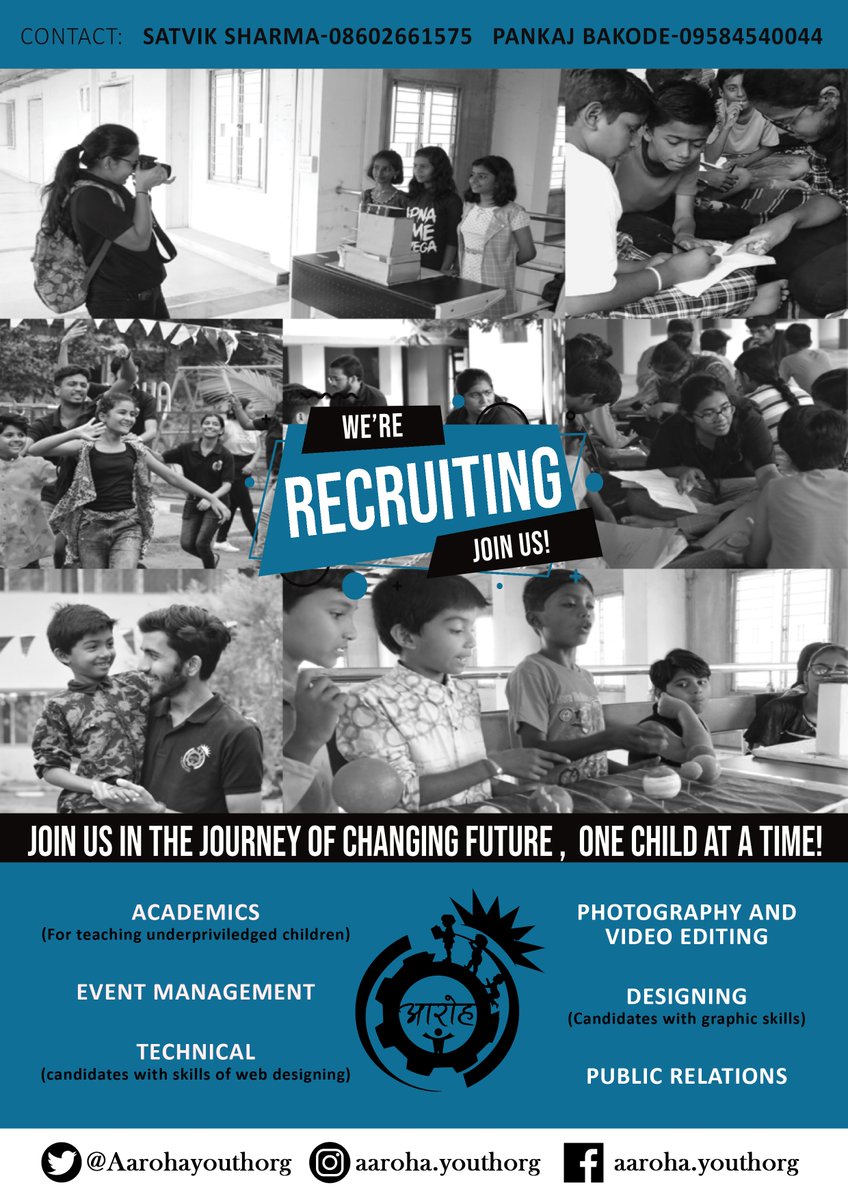 Aarohayouthorg's tweet photo. “Be the change that you wish to see in the world.”
                                           ― Mahatma Gandhi
NOTE: Recruitment Drive is strictly restricted for people residing in Bhopal.
Fill all the necessary details in the form below:
https://t.co/DC6r72PL25
#Recruitment https://t.co/fSkBc3oWuf