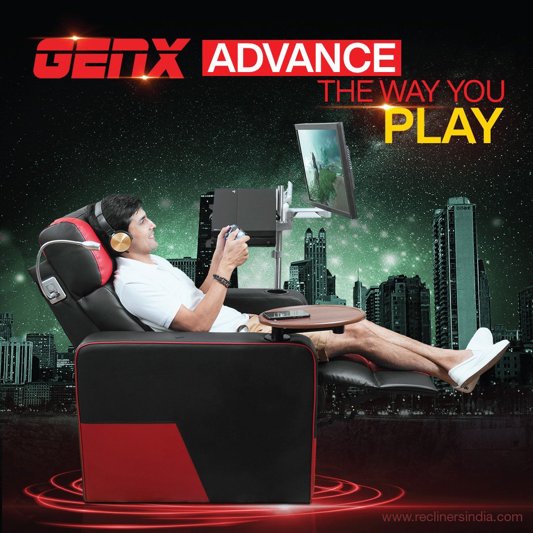 ReclinersIndia's tweet photo. Add an extra #comfort to your #gaming experience
The GenX #Recliner is an elegant, and beautiful #gamingchair. It comes with a detachable pole with two monitor mounts to move the user into a new era of viewing comfort. #reclinersindia #recliner #game #gamingsofa #gamingrecliner https://t.co/fkpKb1CVC3