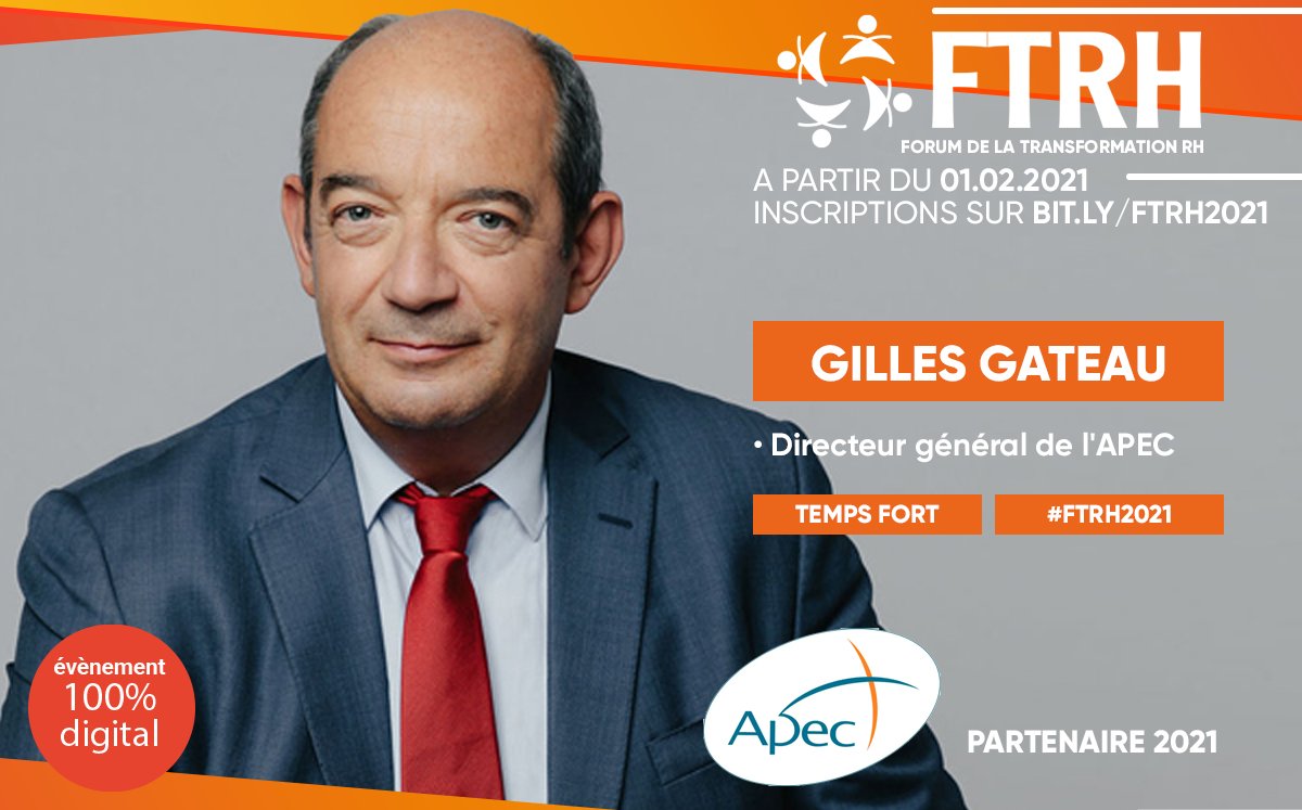 #FTRH2021 - <a href="/GillesGateau/">Gilles Gateau ⚡</a>, Directeur général de l' <a href="/APEC/">APEC Secretariat</a> - Association Pour l'Emploi des Cadres, sera présent au #FTRH2021. Il interviendra lors du Temps fort. Découvrez sa biographie : lnkd.in/eSKRKkD Inscrivez-vous dès maintenant >> bit.ly/FTRH2021