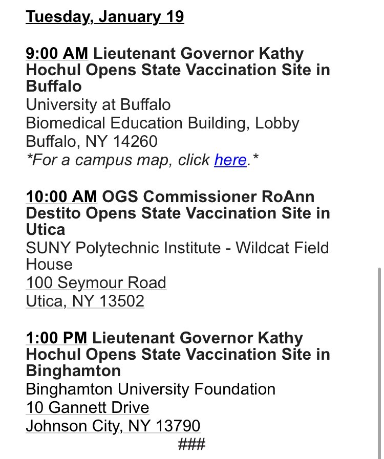 morganfmckay's tweet photo. Three More State Operated Vaccination Sites are Opening Today: 
- University at Buffalo 
- SUNY Polytechnic Institute 
- Binghamton University Foundation https://t.co/sgHt8AE9rN