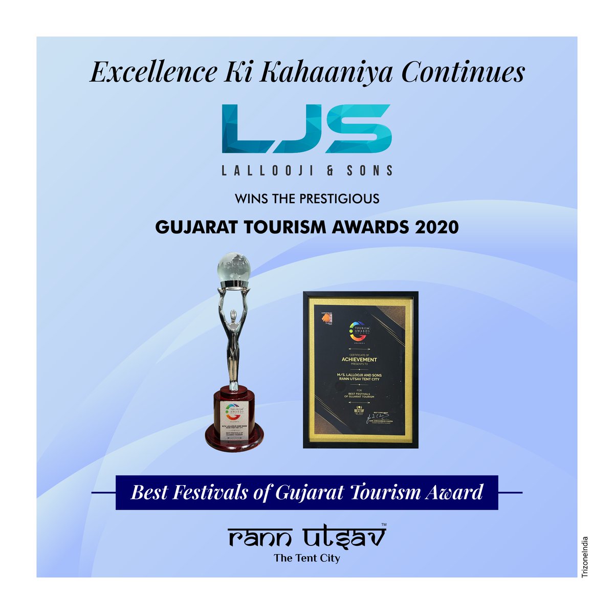SOUTentCity's tweet photo. Adding another chapter in the stories of @TheRannUtsav's excellence. Gujarat Tourism Awards are a motivation for us to make your every stay, a festival.
.
#ProudMoment #Grateful #Awards #GujaratTourism #TourismAwards #RannUtsavTheTentCity #lalloojiandsons #TentedAccommodation https://t.co/9lDdtipRTP