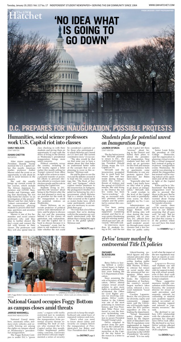 gwhatchet's tweet photo. GW awaits its new neighbor. This week’s front page, 1/19
https://t.co/YujNqUwjtW https://t.co/RHNVrrYWc0