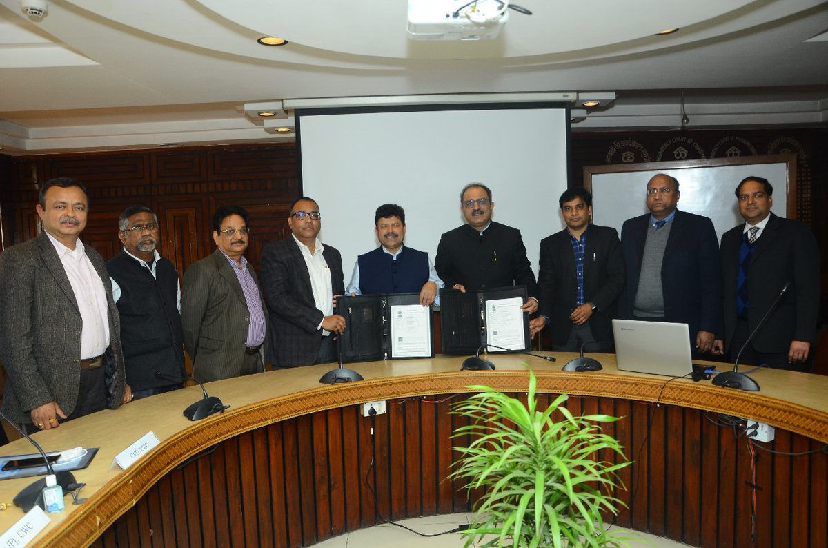 nafedindia's tweet photo. To  provide better services to Farmers, NAFED signed an MoU  with Central Warehousing Corporation (CWC) today for Utilizing CWC Warehousing Services , including Handling, Transport &amp;  Value-Added Services, for proper upkeep of  NAFED procured Stocks &amp;  Commodities. https://t.co/dxVg8SVmMH