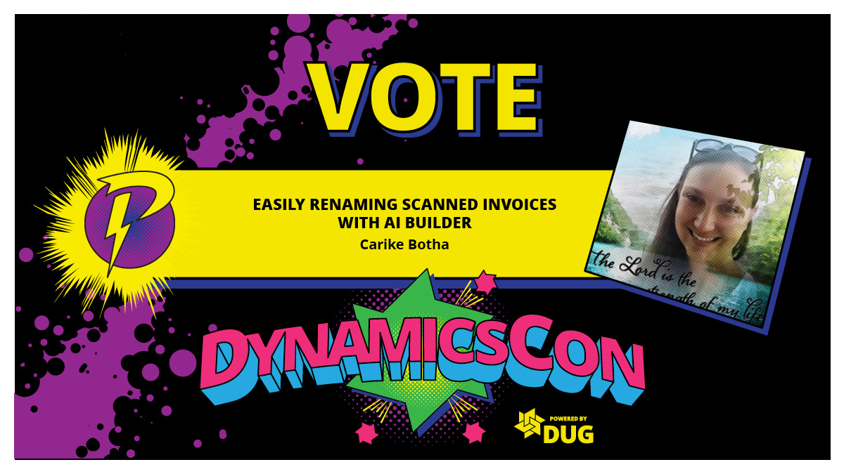 Carike_B's tweet photo. Don't forget to add voting for #DynamicsCon on this week's to-do list! Better yet -- just vote now! ⭐ Register and vote here: https://t.co/q76gLPbtaQ
#MSDyn365FO #MSDyn365BC #MSDynGP #MSDyn365CE #PowerPlatform #PowerAddicts #DUG #DynamicsUG #MSDyn365 https://t.co/ofeALJcX6O