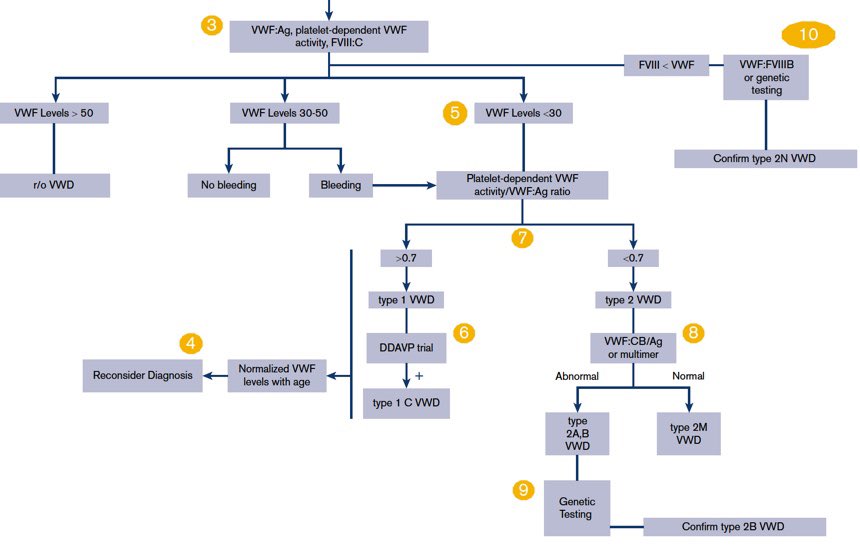 Specialized follow-up testing is outlined in this great flowchart from the recent  @ASH_hematology  @isth  @wfhemophilia  @NHF_Hemophilia diagnosis guidelines. 10/n
