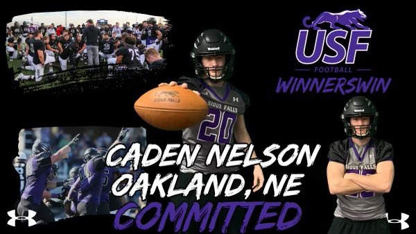 cadennelson_20's tweet photo. After an incredible visit to the University of Sioux Falls I am proud to announce my commitment to join the cougar gang! #winnerswin @CooCoachA @CoachVonnahme @NEBHSRecruits @NENextt https://t.co/e7UiLt0yTB