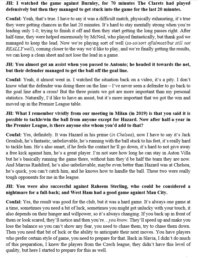 Vladimír Coufal's interview/podcast episode with  @hosekj in English: A THREAD (multiple parts incoming)It's not a professional translation, it's not word-for-word. sorry if some of the more technical football wording is incorrect  @Tom_McGee3  @FloridaIrons & anyone else 