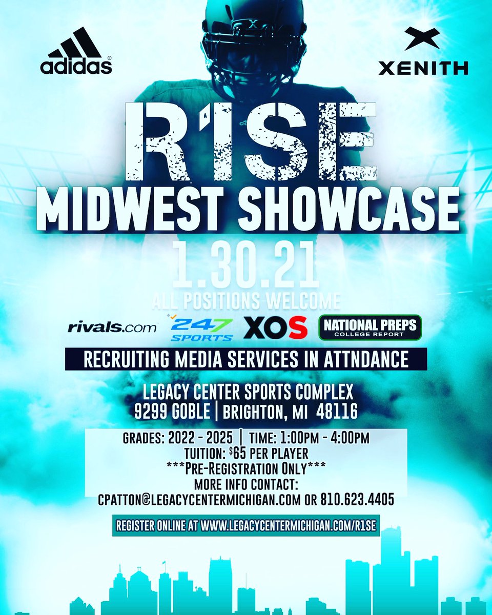 Excited to announce <a href="/AllenTrieu/">Allen Trieu</a> &amp; <a href="/Bryan_Ault/">Bryan Ault - Midwest Scout</a> will be in attendance at the R1SE Recruiting Media Showcase Jan 30th <a href="/Legacy_CenterMI/">Legacy Center</a> <a href="/Legacy_Recruit/">Legacy Recruiting</a> @legacy_mediagrp <a href="/MIexposure/">Michigan exposure</a> <a href="/TheD_Zone/">The D Zone</a> <a href="/LegacyNE7v7/">Legacy Football New England</a> @indiana_legacy <a href="/LegacyPhilly7v7/">Legacy Football Pennsylvania</a>