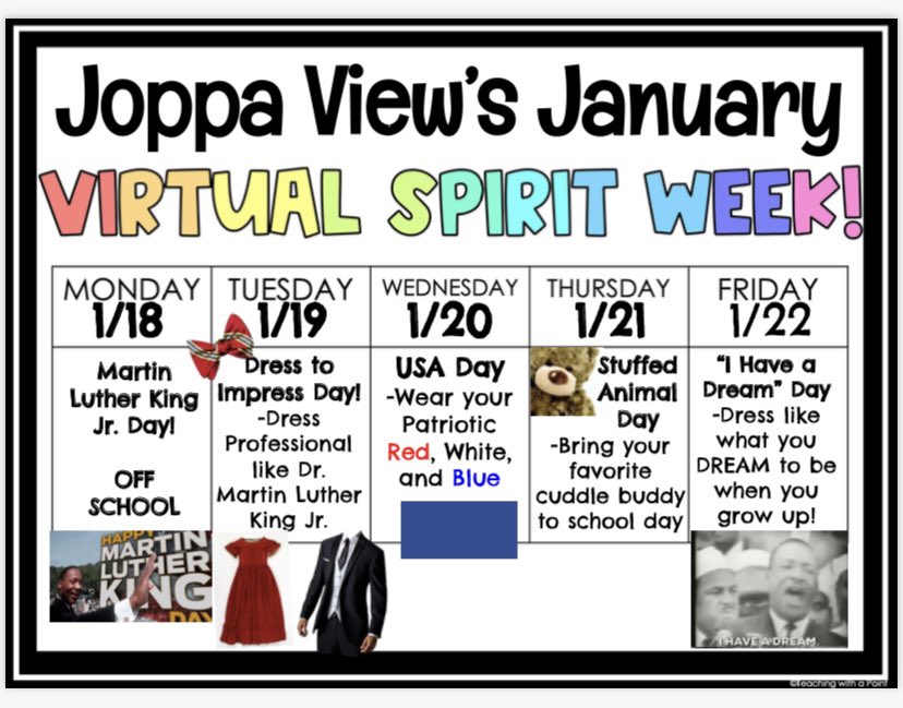 BLUE JAYS - join us for a week full of spirit! Turn those cameras on and let us see your creative spirit outfits each day!