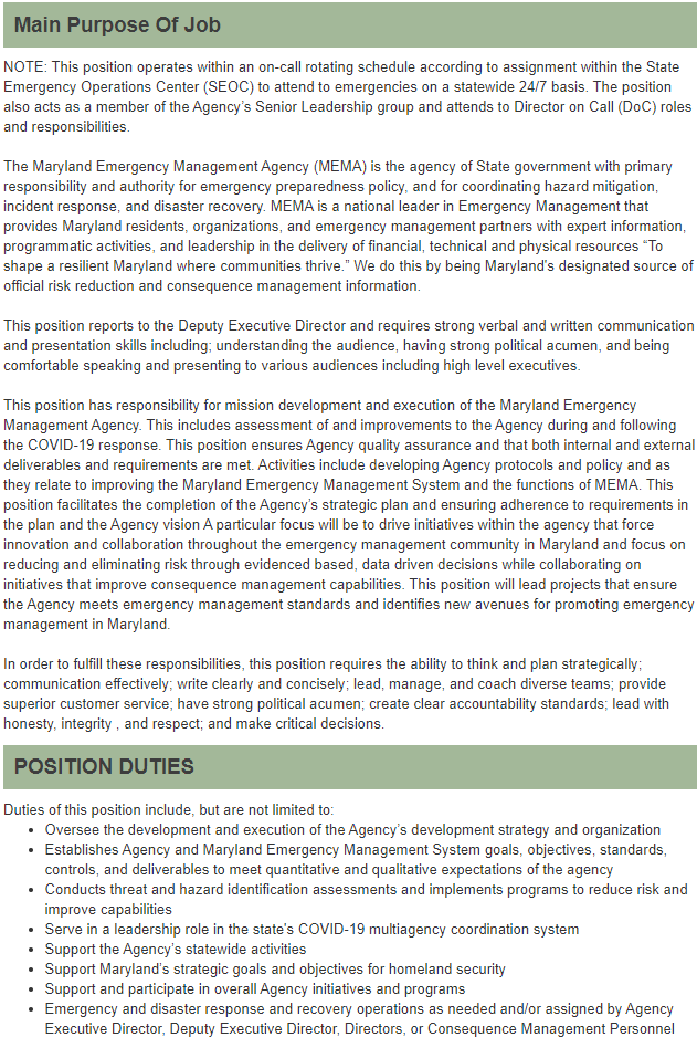 chas_eby's tweet photo. *Job Opening*: Last day to apply to join @MDMEMA as our Chief Development Officer, who will develop Agency strategy and organization; develop emergency management policy; and join our senior leadership team:

https://t.co/wdxNNdu8qM

#EMGTwitter https://t.co/MNGuKhoetQ