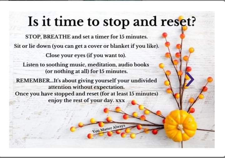 SuzieYMA's tweet photo. Sometimes, you have to STOP and RESET 💜💜💜 #YouMatterAlways #stopandreset #restandrefuel #timeout #selfcare #selflove #selfpreservation https://t.co/LW4QTUAzQy