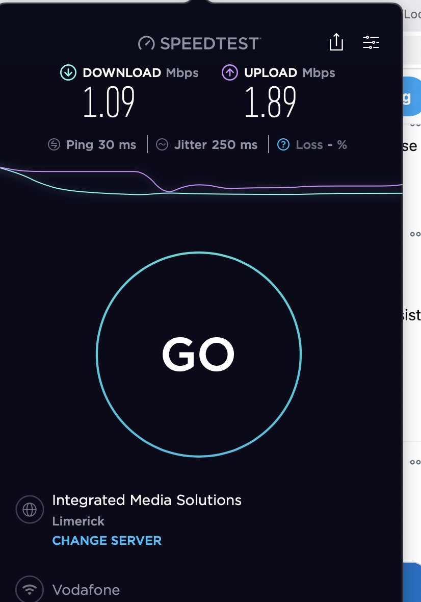 LittleladyApple's tweet photo. Hey @VodafoneIreland  is there a problem in the Claremorris/Ballyglass (Mayo) area  ... this is actually the fastest Ive had all day.. not good enough https://t.co/0JfLE9MpeL